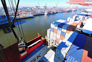 2536_1004 Blick von einer Containerbrcke ber den Waltershofer Hafen - Burchardkai. 